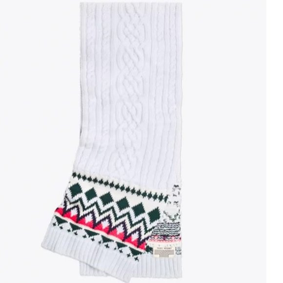 🎁TORY BURCH Performance Merino Fair Isle Scarf - Picture 2 of 9